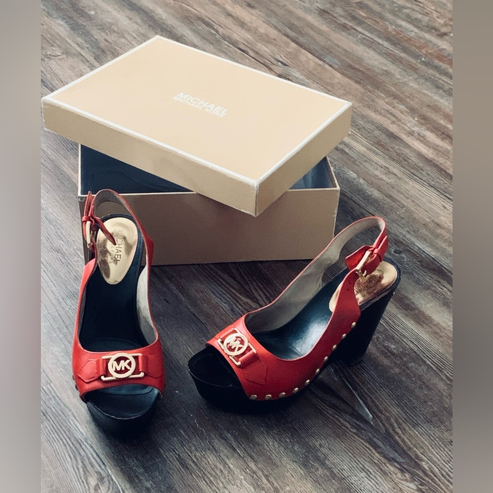 Michaels Kors | Mandarin Leather Charm Sling Michael Kors Wedges - Heels